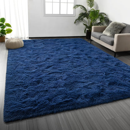 Large Shag Area Rugs 6 x 9, Tie-Dyed Plush Fuzzy Rug for Living Room, Ultra Soft Fluffy Furry Rugs for Bedroom, Indoor Carpet Nursery Rugs for Kids Room Home Decor, Light Grey