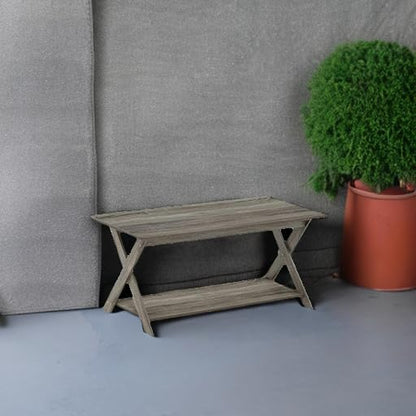 Furinno Modern Simplistic Criss-Crossed Coffee Table, 35.4 in x 19.6 in x 16 in, French Oak Grey
