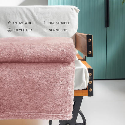 Plush Fuzzy Fleece Throw Blanket Extra Large, Super Soft, Fluffy and Warm Blankets for Couch, Bed, All Season Use (50x70 Inches, Pink)
