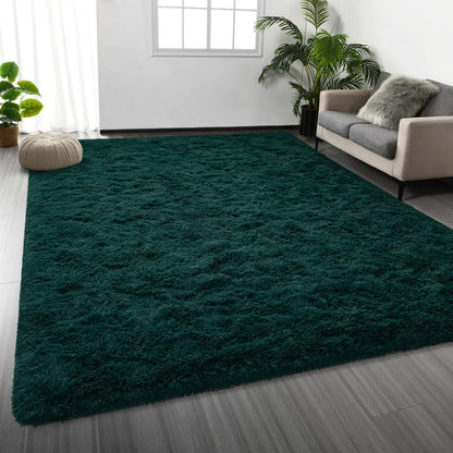Large Shag Area Rugs 6 x 9, Tie-Dyed Plush Fuzzy Rug for Living Room, Ultra Soft Fluffy Furry Rugs for Bedroom, Indoor Carpet Nursery Rugs for Kids Room Home Decor, Light Grey