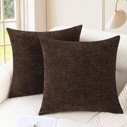 CaliTime Throw Pillow Covers Decorative 18 X 18 Inches Pack of 2 Cozy Chenille Cushion Cases for Couch Sofa Bed Living Room Home Navy Blue