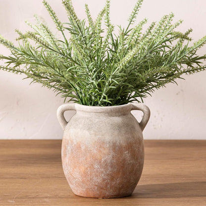 Ceramic Flower Vase 7.6 inch Farmhouse Rustic Vase Decorative Pottery Terracotta Vases for Home Decor Table Mantle Fireplace Living Room Bathroom Wedding Centerpiece (Whitewashed)