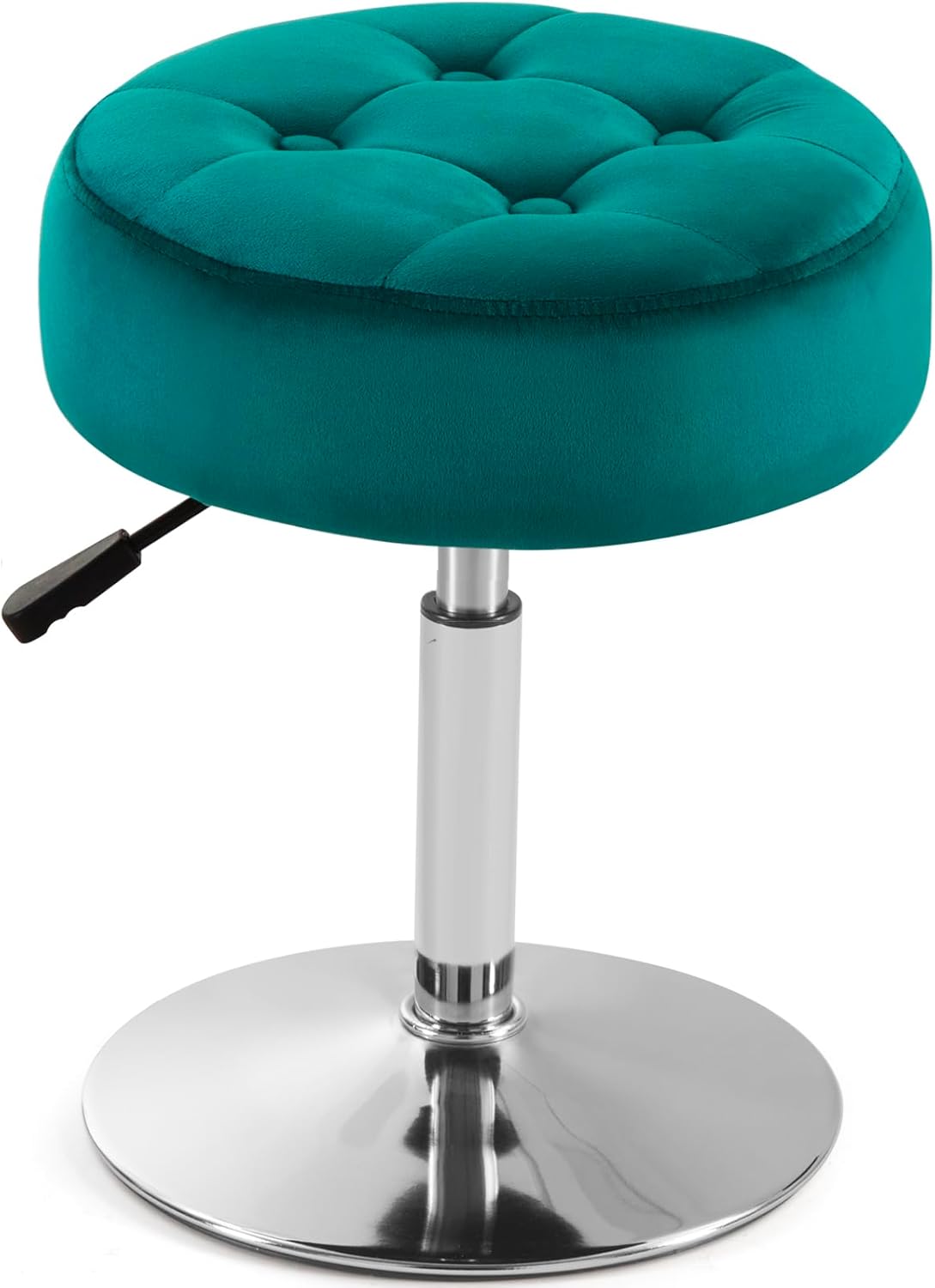 White Vanity Chair for Makeup Room Round Ottoman Tufted PU Leather Makeup Chair Vanity Stools for Bathroom Height Adjustable 360 Swivel